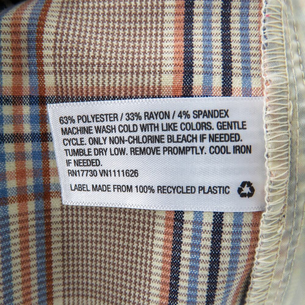 A New Day Beige Plaid High Rise Tie Waist Straight Leg Pants Trousers Size 4 - Picture 5 of 5